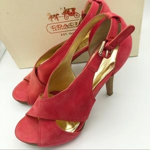 Coach Adelle Blossom Nubuck Suede Leather Heels in Blossom Size 9.5 M